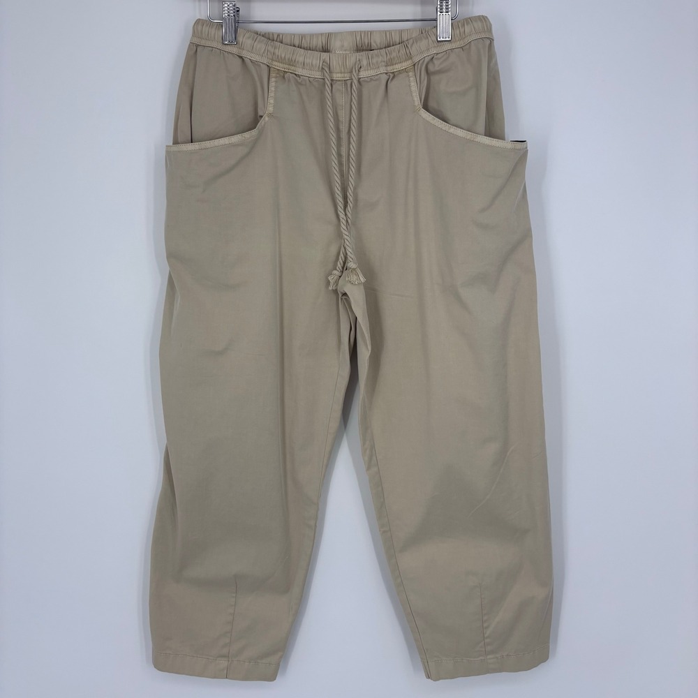 Prana Bondai E-Waist Pants Womens S Beige Organic Cotton Stretch Crop Hiking